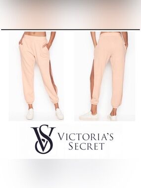Victoria Sport Black Edgy High-Waisted Joggers XS NWT Side Slit Cutout Fleece